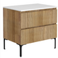 Osaka Slatted Oak 800mm 2-Drawer Countertop Vanity Unit with White Stone Worktop