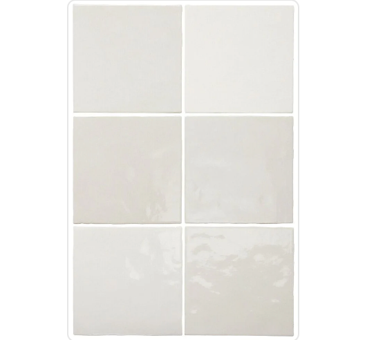 Zellige Square White Moroccan Handmade Style 13.2cm x 13.2cm