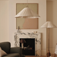 Lindi - aged brass and linen oversized scalloped pendant