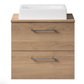 Erin 600mm Wall Mounted 2 Drawer Vanity Unit & Countertop, Option: Vellamo 460mm Rectangular Countertop Basin