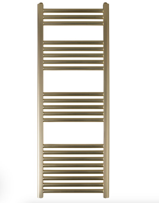 EliteHeat Steel Ladder Heated Towel Rail 25mm Bars - Brushed Brass, 1200 x 400mm