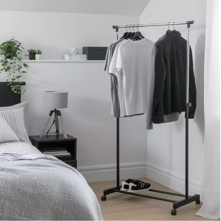 Argos Home Single Clothes Rail - Black and Chrome