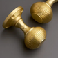 Beehive Half-Sprung Door Knob - Brushed Brass - Pair - Designer Levers