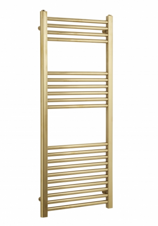 Prestige K-Rail Straight Heated Towel Rail 1200mm H x 500mm W - Brushed Brass