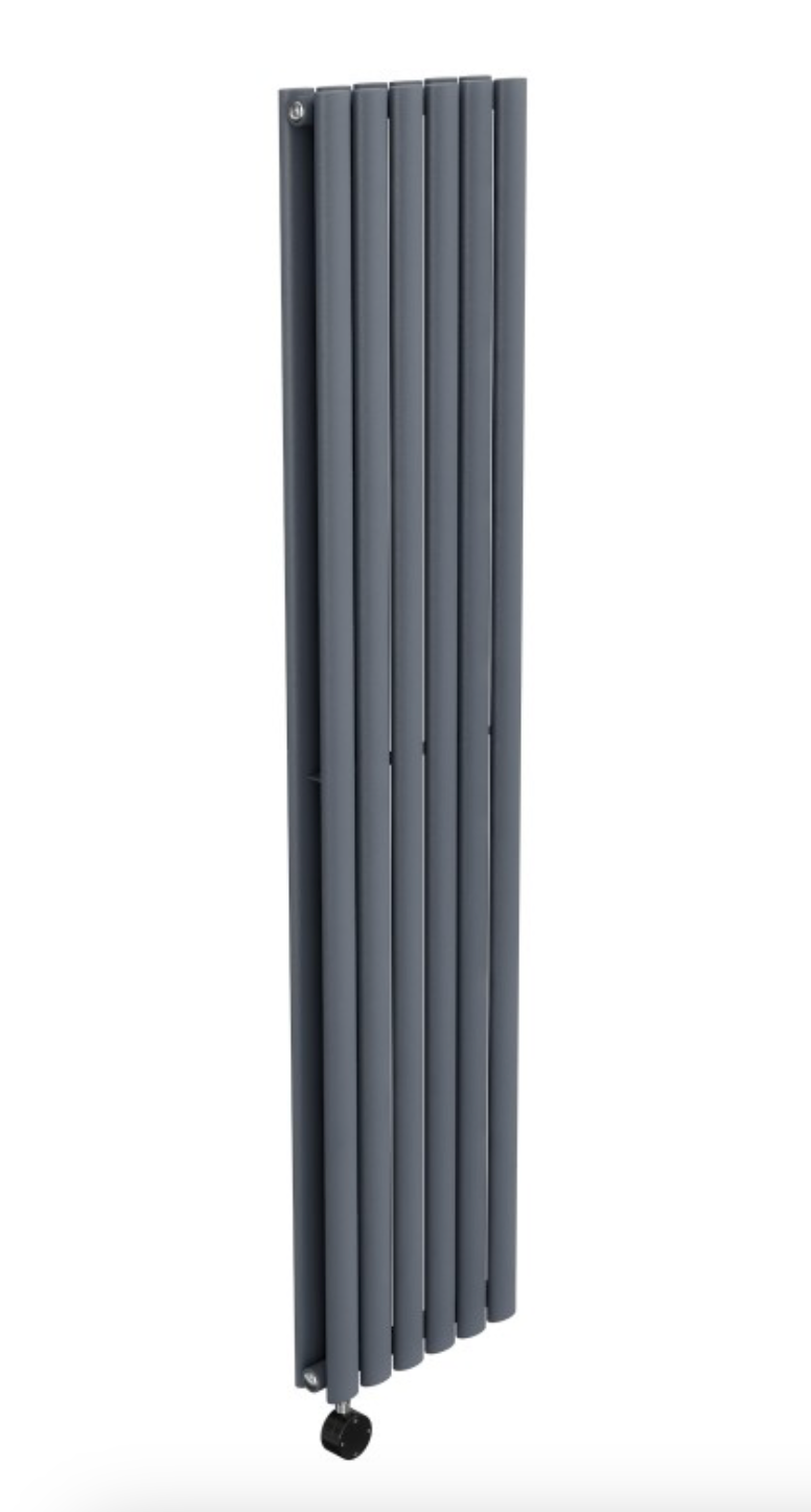 Anthracite Electric Vertical Designer Radiator 1.2kW with Wi-Fi Thermostat - Double Panel H1600xW354mm