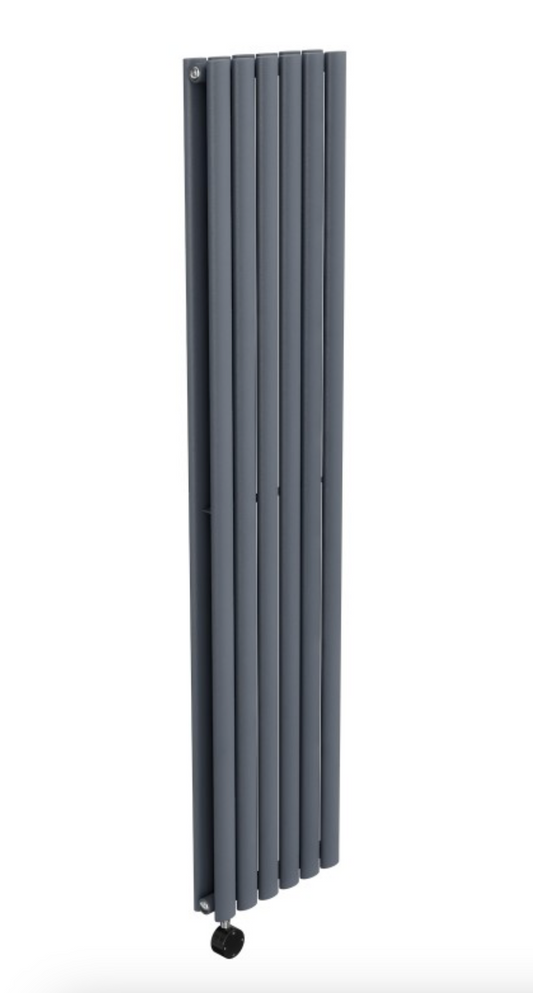 Anthracite Electric Vertical Designer Radiator 1.2kW with Wi-Fi Thermostat - Double Panel H1600xW354mm