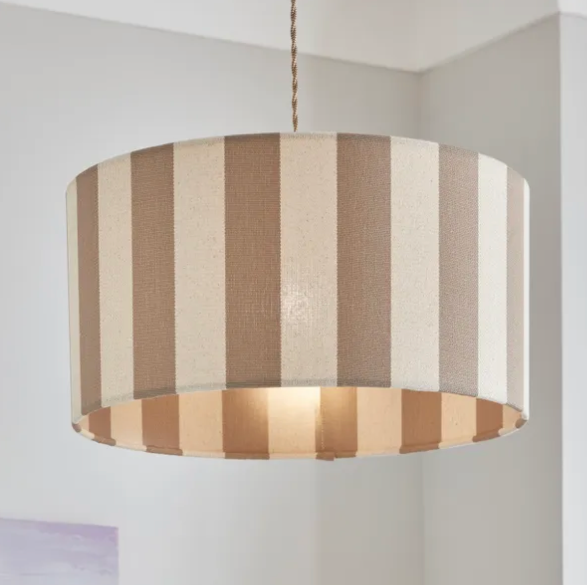 Beatrice Stripe Shallow Drum Lamp Shade, 45cm