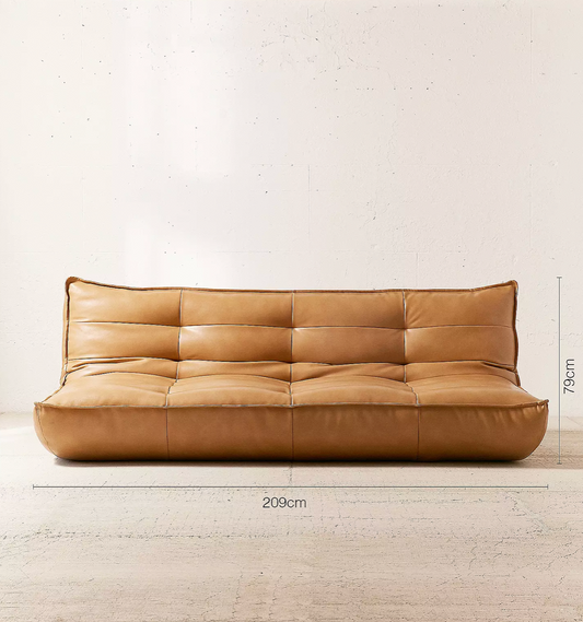 Greta Faux Leather XL Sofa Bed, Brown, 208cm x 106cm x 78cm