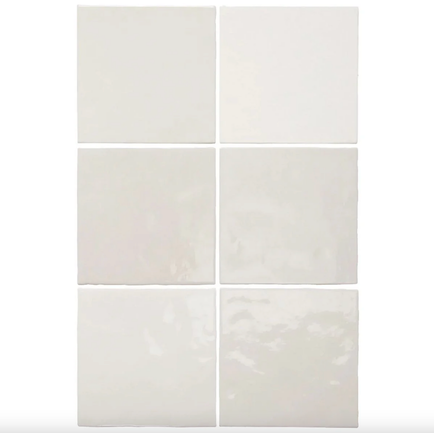 Zellij Square White Gloss Moroccan Handmade Style 13.2cm x 13.2cm