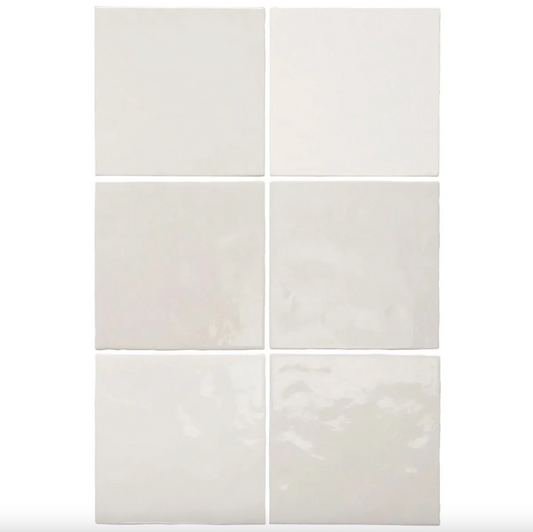 Zellij Square White Gloss Moroccan Handmade Style 13.2cm x 13.2cm