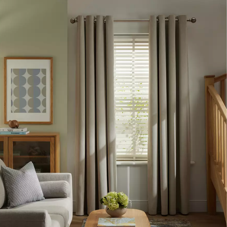 Habitat Textured Plain Blackout Eyelet Curtains - Neutral, W168cm X D183cm