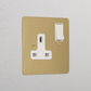 Single Socket UK Antique Brass White