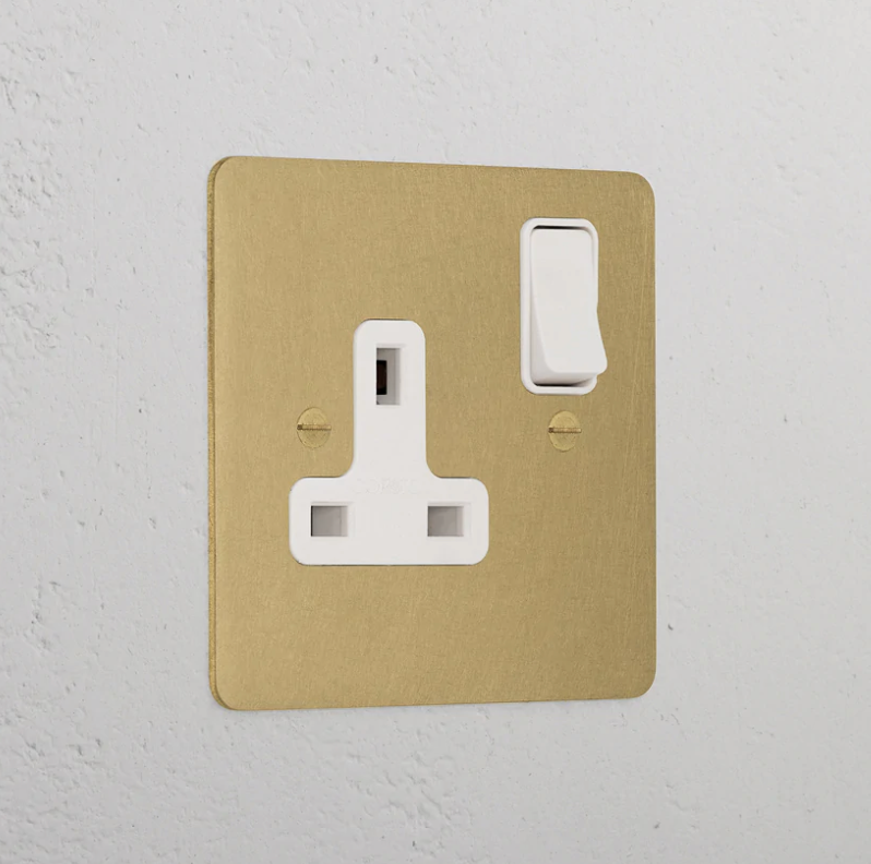 Single Socket UK Antique Brass White