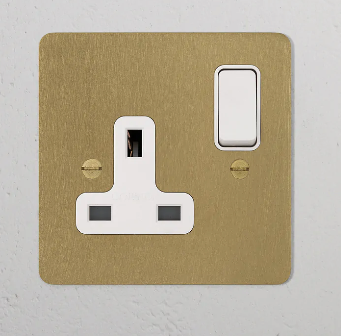 Single Socket UK Antique Brass White