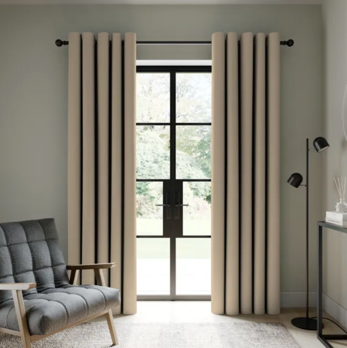 Berlin Linen Thermal Blackout Eyelet Curtains, W117 X D182