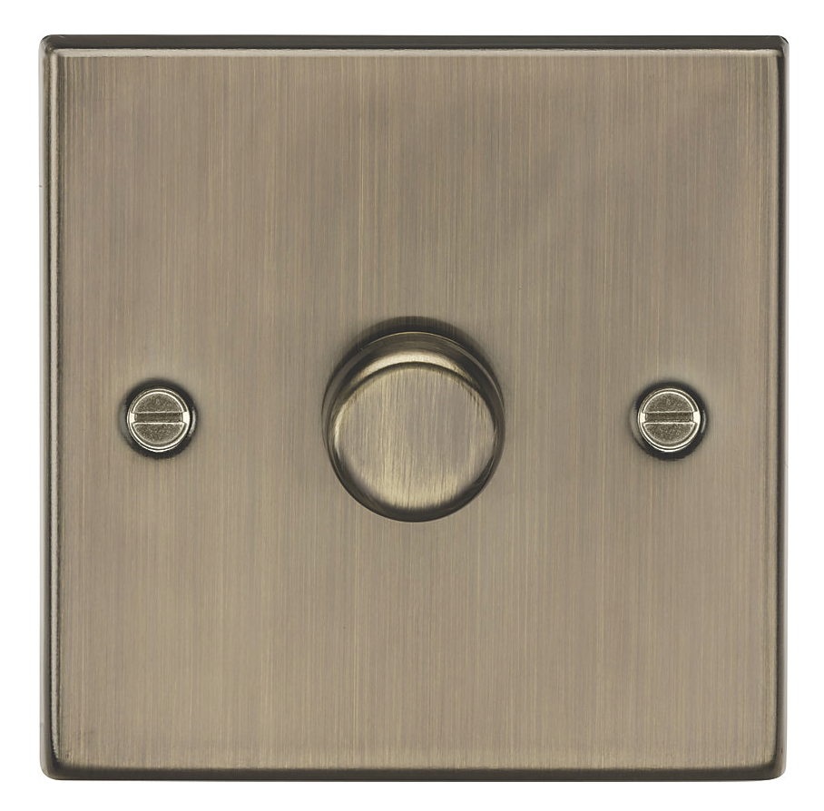KNIGHTSBRIDGE 1-GANG 2-WAY LED INTELLIGENT DIMMER SWITCH ANTIQUE BRASS
