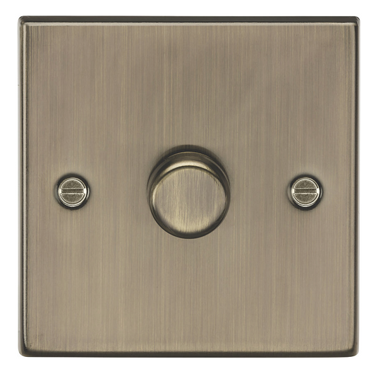 KNIGHTSBRIDGE 1-GANG 2-WAY LED INTELLIGENT DIMMER SWITCH ANTIQUE BRASS