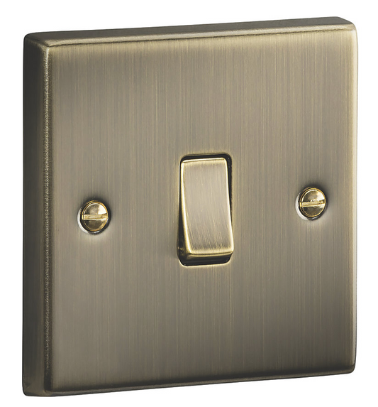 KNIGHTSBRIDGE 10AX 1-GANG 2-WAY LIGHT SWITCH ANTIQUE BRASS