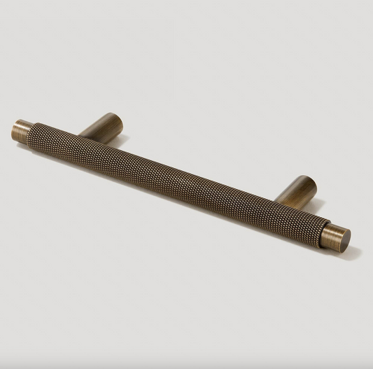 KEPLER Knurled T-Bar Handle, Antique Brass - 160mm