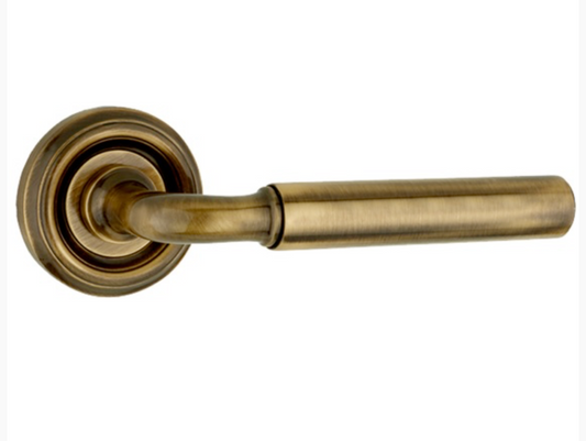 Frelan Hardware Parisian Elise Door Handles On Round Rose, Antique Brass
