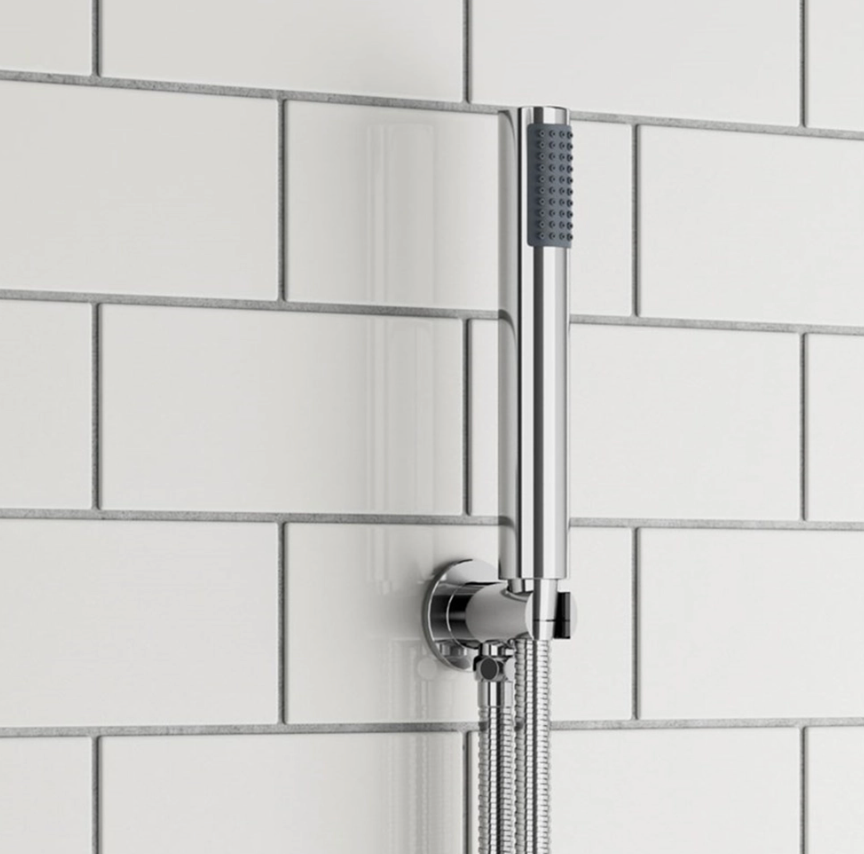 Vellamo Round Shower Handset, Wall Bracket & Hose