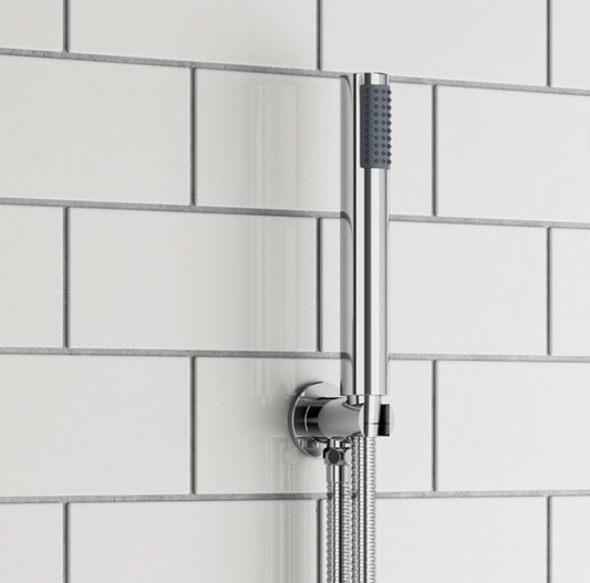 Vellamo Round Shower Handset, Wall Bracket & Hose