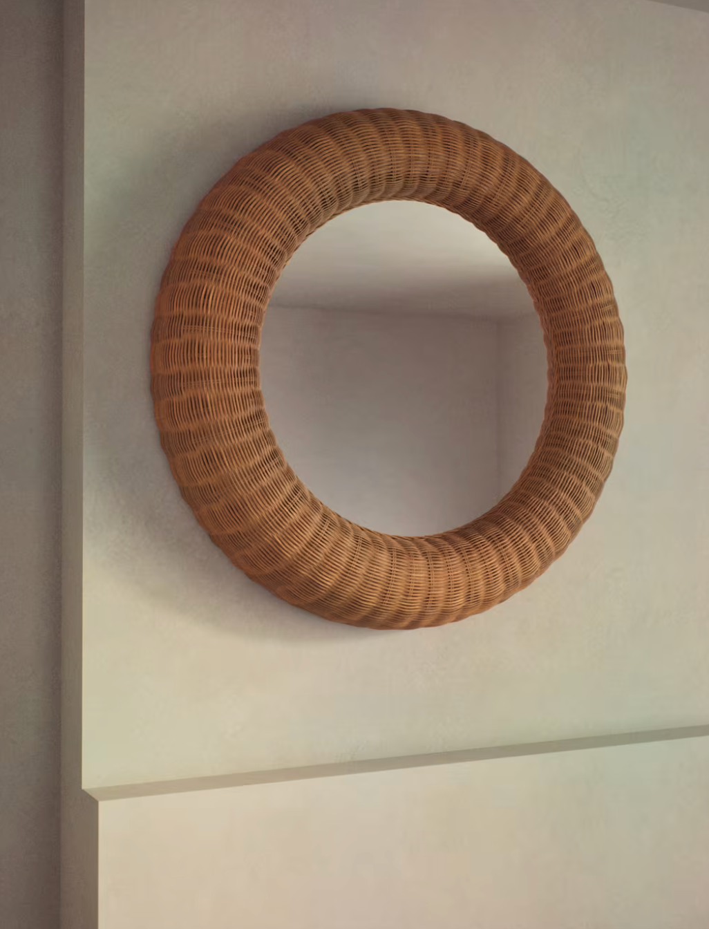 Rattan Large Round Wall Mirror 81 cm