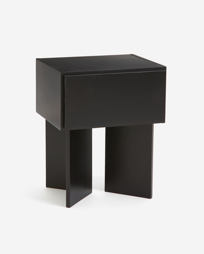 BEDSIDE TABLE WITH A DRAWER, BLACK 40 X 34 X 50