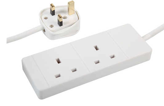 PRO ELEC PELB1509 2 Gang Extension Lead White, 2m