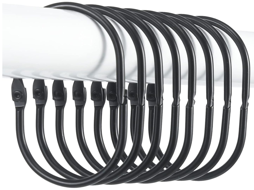 Goowin Shower Curtain Hooks, 12 Pcs, Black