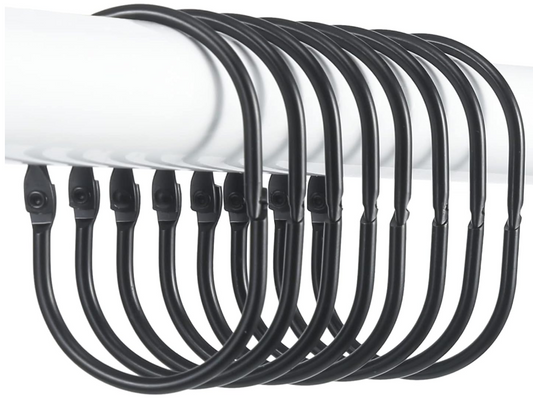 Goowin Shower Curtain Hooks, 12 Pcs, Black
