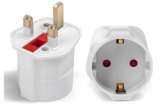 European to UK Plug Adaptor, White