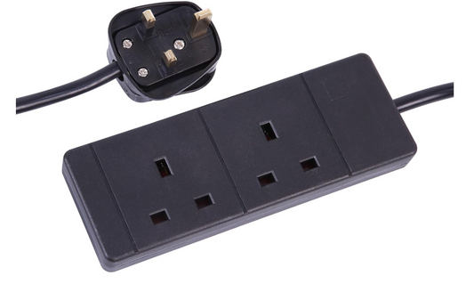 PRO ELEC 2 gang 5m black extension lead