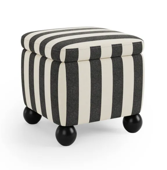 Nylah Woven Stripe Storage Footstool, 41 X 41 X 37cm
