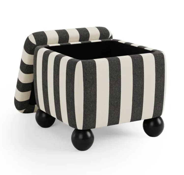 Nylah Woven Stripe Storage Footstool, 41 X 41 X 37cm