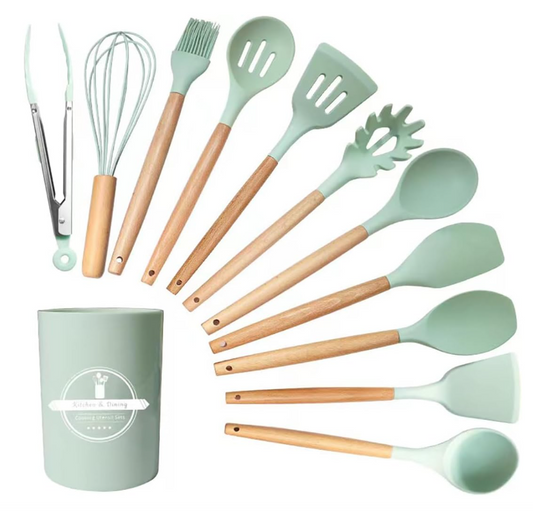 Kitchen Utensil Set, 12 PCS Silicone Green