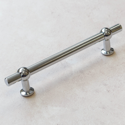 Polished Chrome Round T Bar Detail Cabinet Handle 160mm & Knob Pull