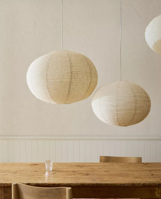 Linen Ceiling Lampshade Cream, 38 X 50 X 50CM