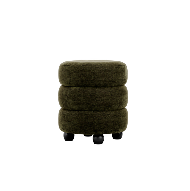 Emi Olive and Black Pouffe, Olive 44X44X50CM