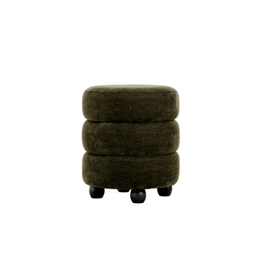 Emi Olive and Black Pouffe, Olive 44X44X50CM