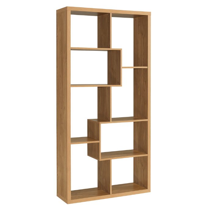 Quebec Light Oak Shelving Unit, 30X89X180CM