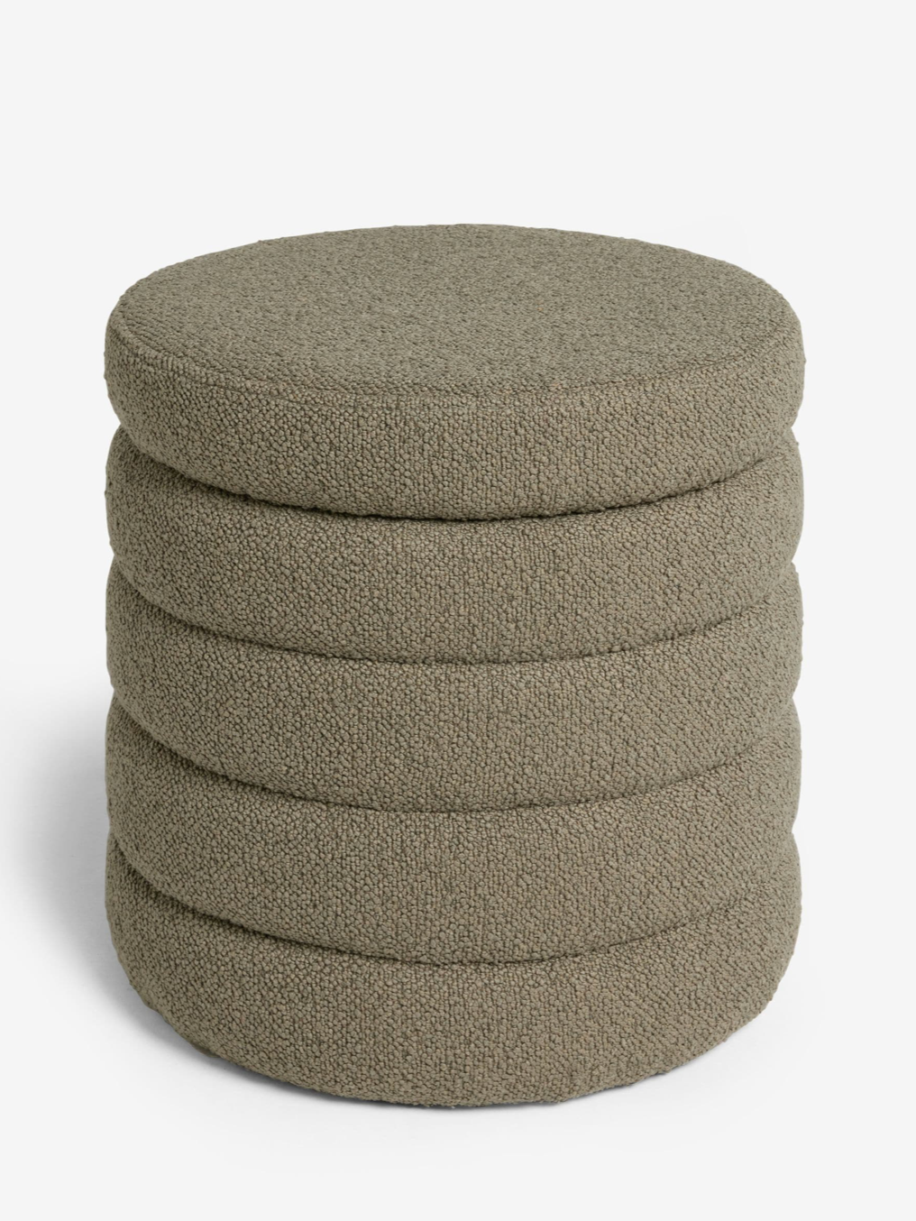 Casual Boucle Sage Green Stella Ribbed Storage Stool - 40 X 37 X 37
