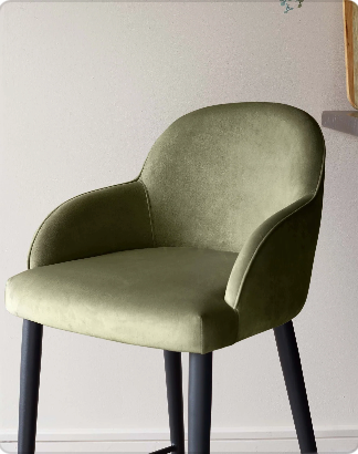Lani olive green velvet bar stool W52 X D52 X 97CM