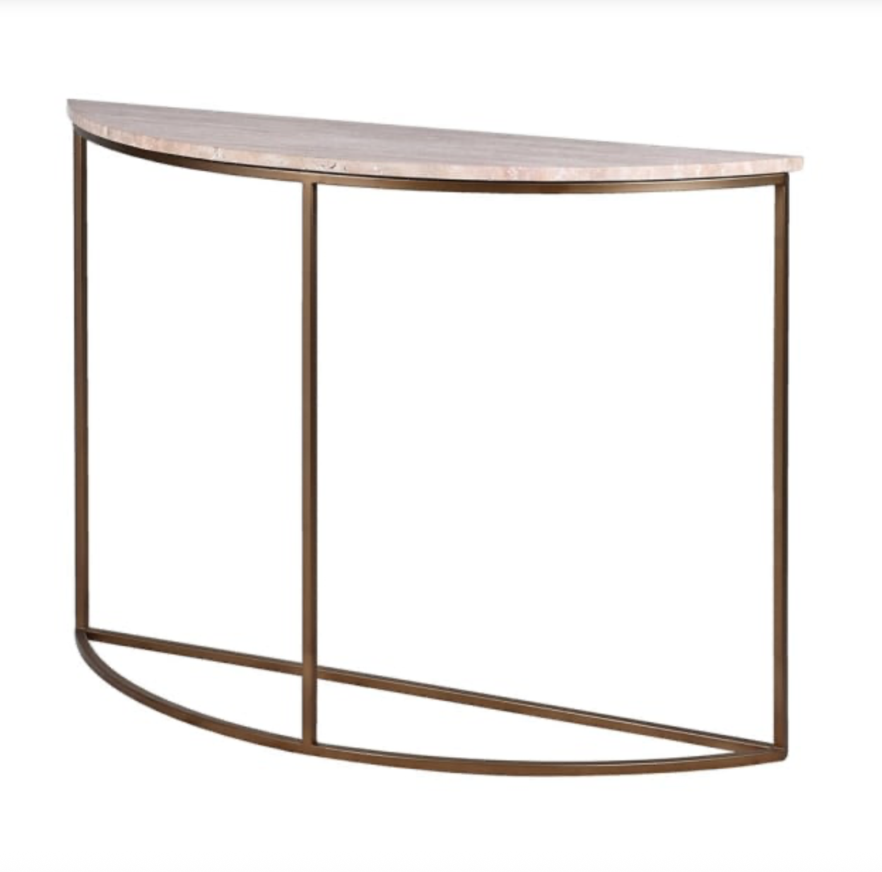 Travertine Demi-lune Console Table, H80 X W110 X D30CM