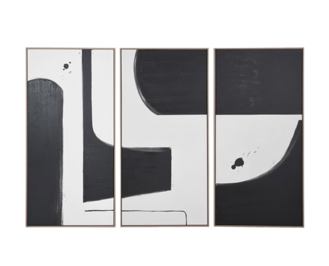 Set of 3 Monochrome Abstract Pictures, H170 X W70CM