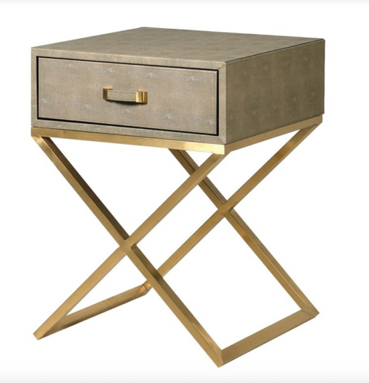 Maxim Sage Faux Shagreen Singe Drawer Bedside, H68.5 X W50 X D50CM