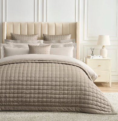 Vienna Quilted Satin Bedspread 2.5m x 2.6m - Taupe