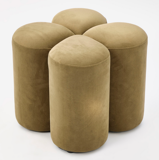 Moss Green Velvet Petal Stool 43x46cm