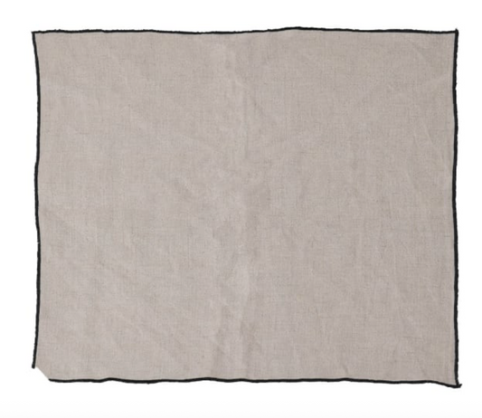 Set of 4 Black Edge Linen Napkins