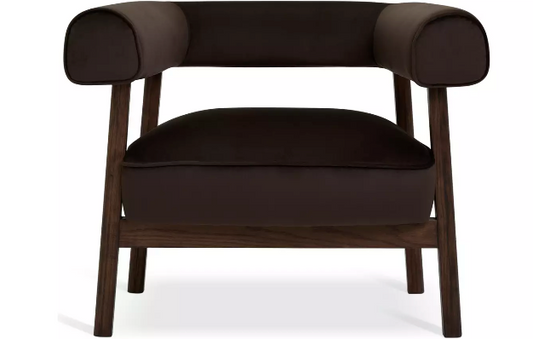 Habitat Elio Velvet Chair - Brown, H67.5 X W84 X D63cm